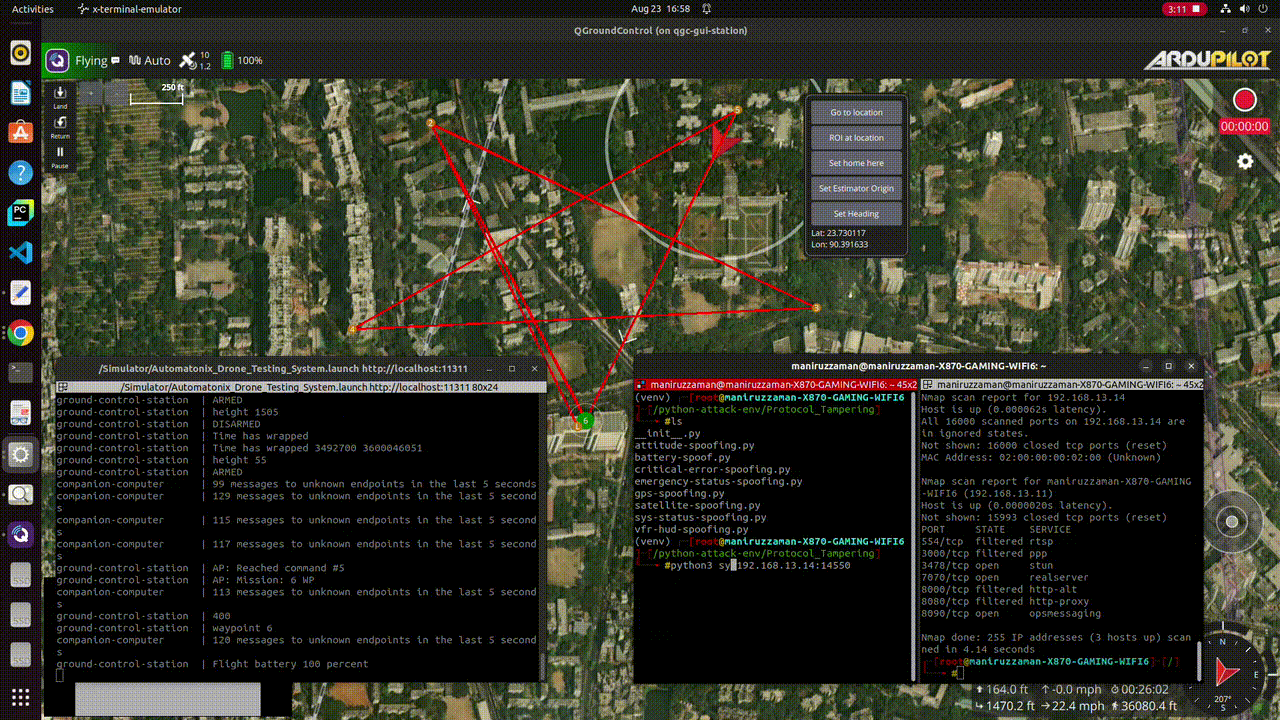 Automatonix Drone Testing System Simulator Screenshot